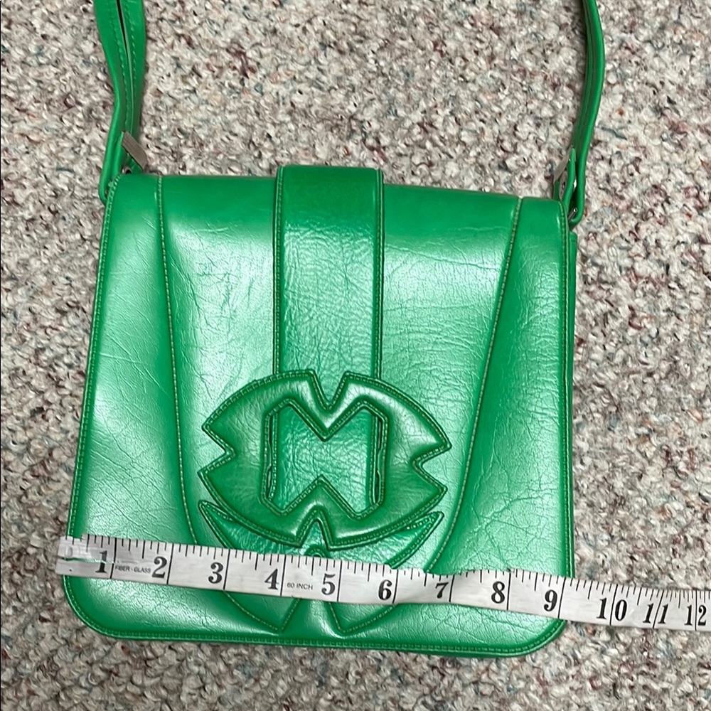 Vintage 60s Green Leather Shoulder Bag - Picture 11 of 12